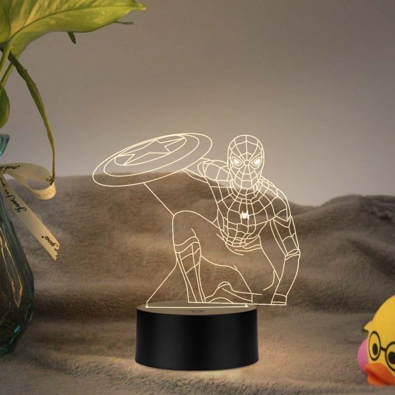 spiderman457 3D Illusion Night lamp with Warm White Gift for Kids Bedroom